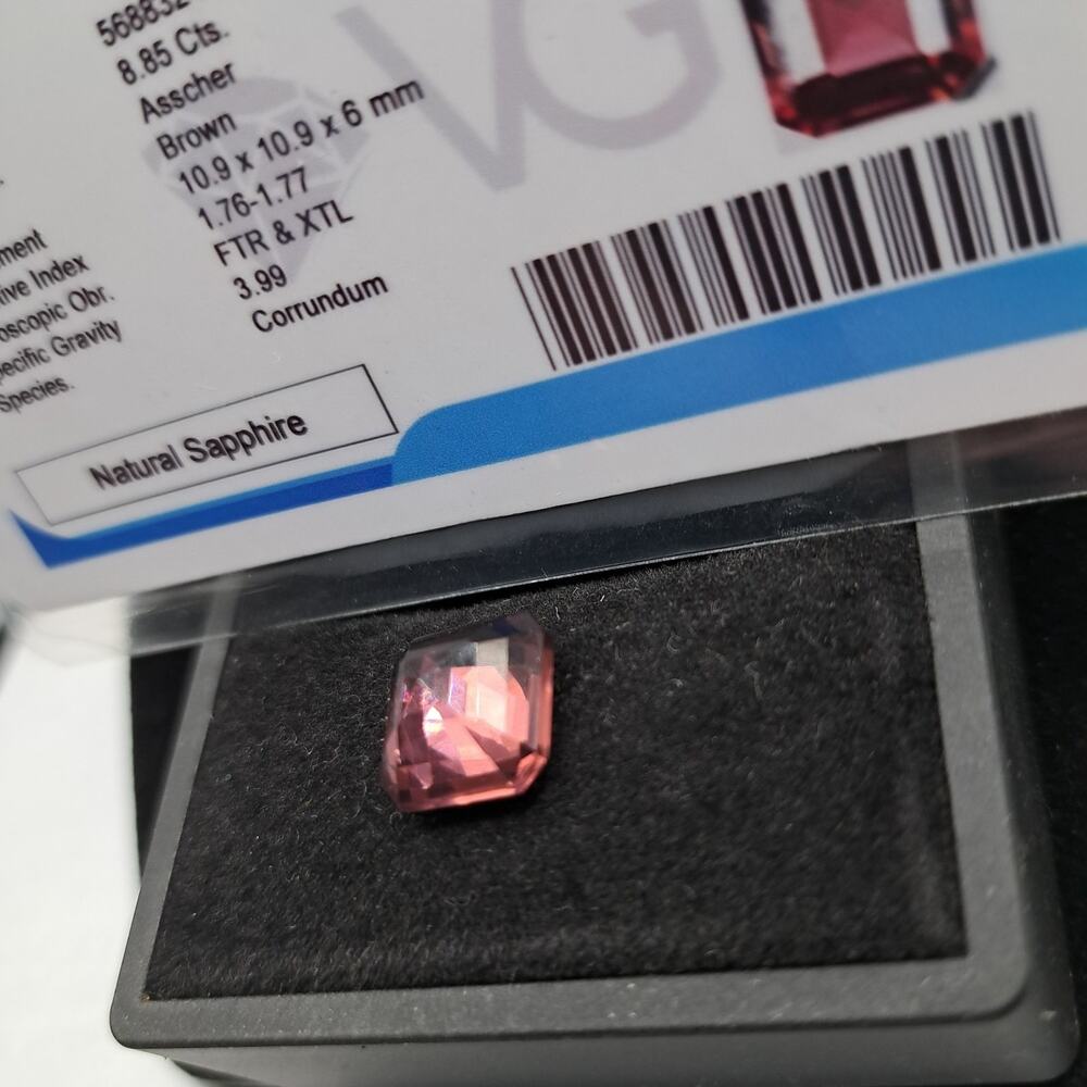 Ceylon Brown Sapphire Asscher Cut Certified Gemstone, 8.85 Carat